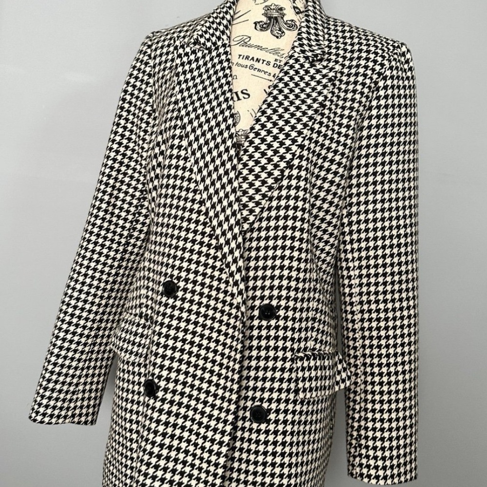 Rachel Zoe Black and White Houndstooth Blazer